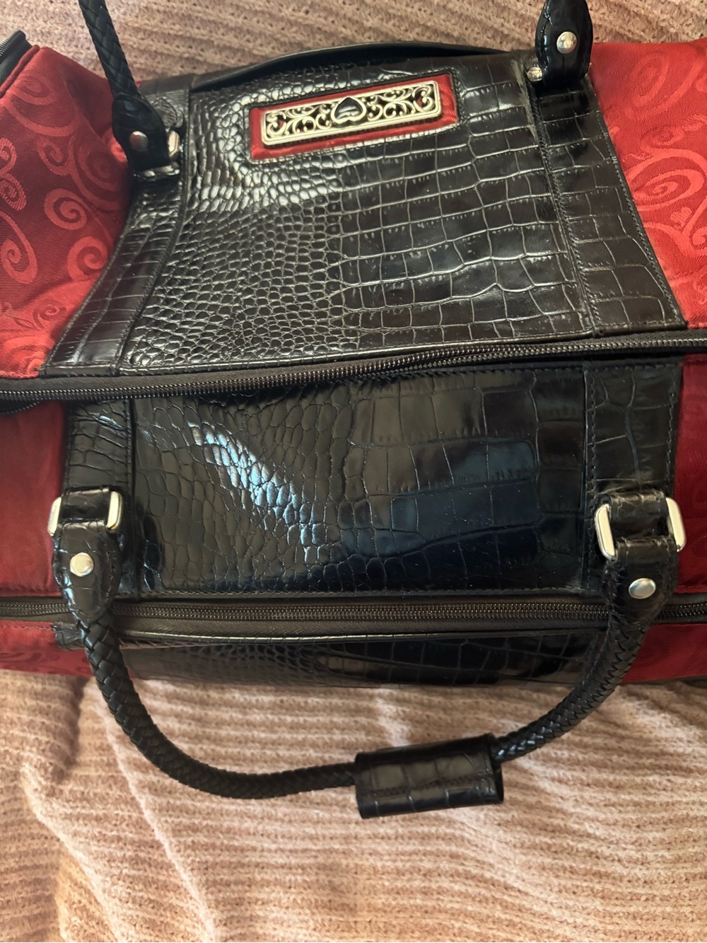 Brighton Burgundy Travel Duffel Bag with Black Accents - Picture 6 of 7